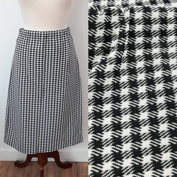 Vtg 60s black & white gingham midi skirt - Handmade - Picture 1 of 8